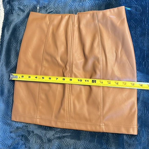 Shinestar Faux Leather Skirt. Tan. - Picture 6 of 6
